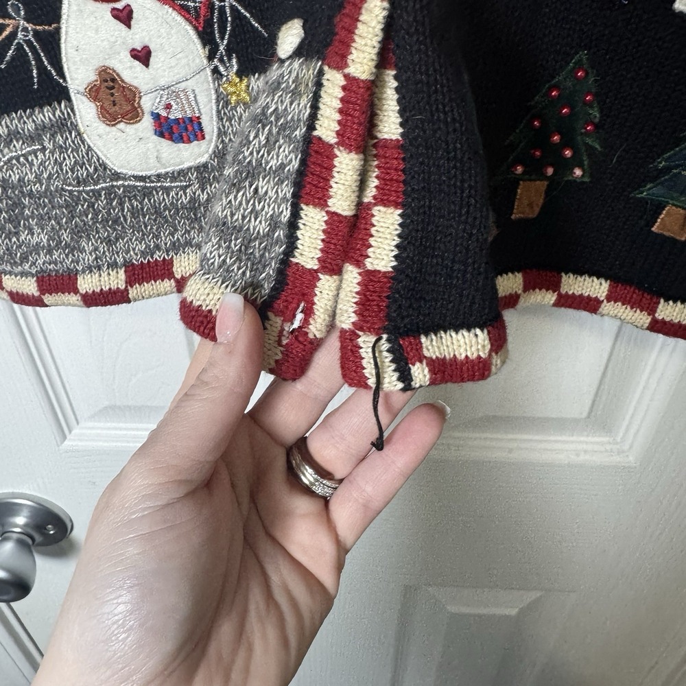 Vtg Designers Sweater Vest Patriotic Christmas Bear Santa Snowman Flag Stars Med - Picture 2 of 6